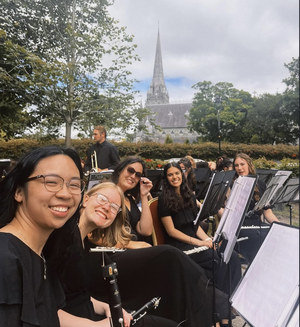 The Benedictine Band during a street performance in Clonakilty, Ireland.