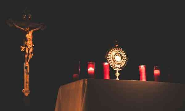 Lit up Passion Crucifix and monstrance